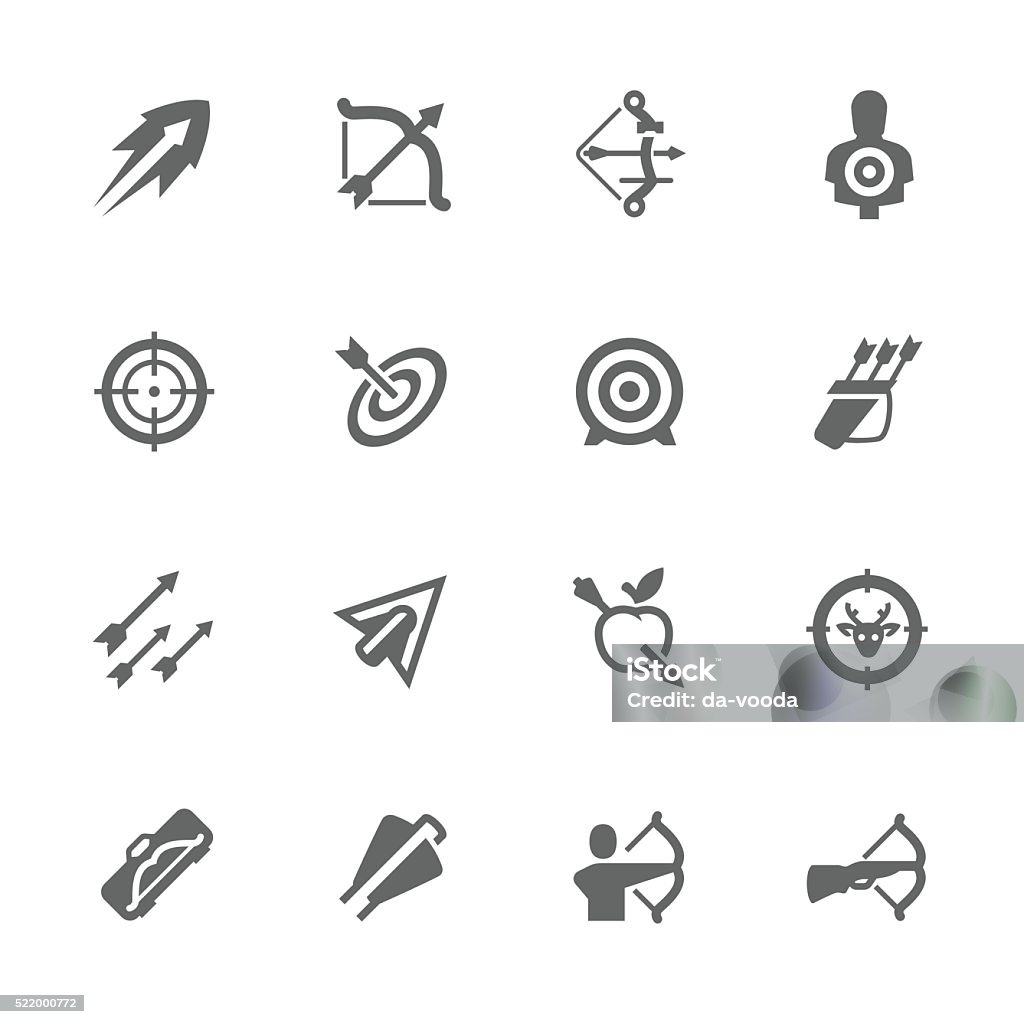 Simple Bows and arrows icons Simple Set of Bows and Arrows Related Vector Icons. Contains such icons as bow, targeting, arrow tips and more. Icon Symbol stock vector