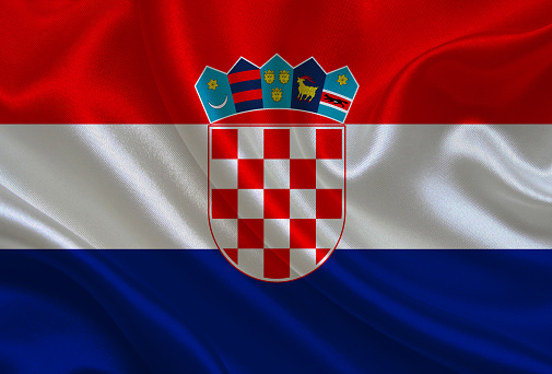 Croatian flag, three dimensional render, satin texture