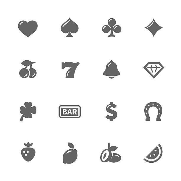 Simple Slot Machine Icons Simple Set of Slot Machine Related Vector Icons. Contains such icons as money, heart, bell, diamond and more.  slot stock illustrations