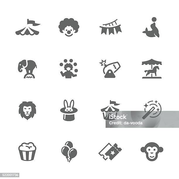 Simple Circus Icons Stock Illustration - Download Image Now - Icon Symbol, Circus, Clown