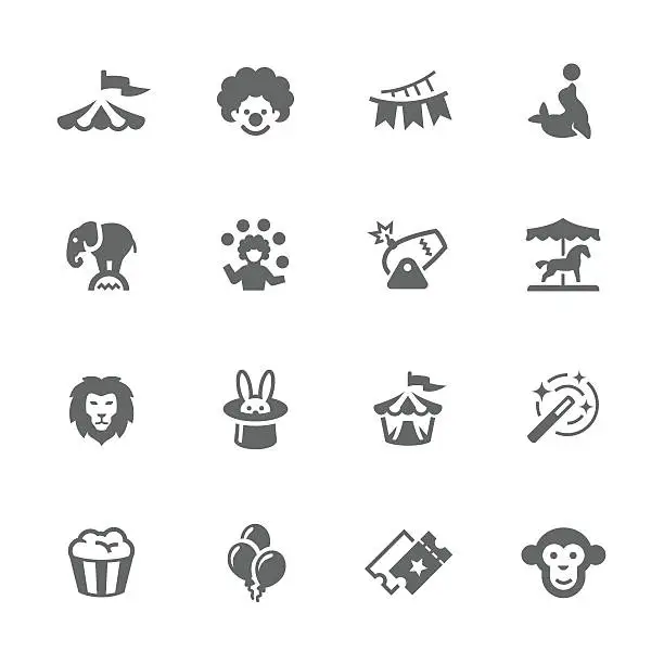 Vector illustration of Simple Circus Icons