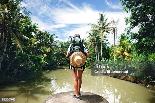 Woman Standing On The Edge And Looking Far Away Stock Photo - Download Image Now - Adventure, Hiking, Travel