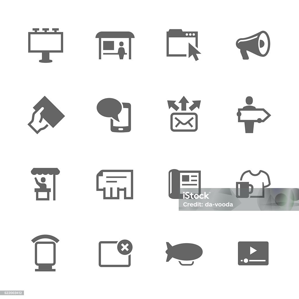 Simple Advertisement icons Simple Set of Advertisement Related Vector Icons. Contains such icons as magazine, billboard, web-banner and more. Billboard stock vector