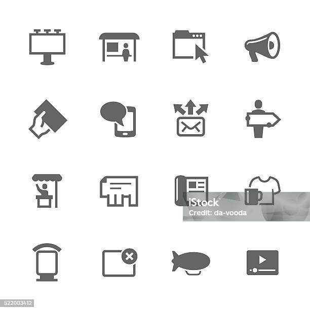 Simple Advertisement Icons Stock Illustration - Download Image Now - Billboard, Icon Symbol, Outdoors