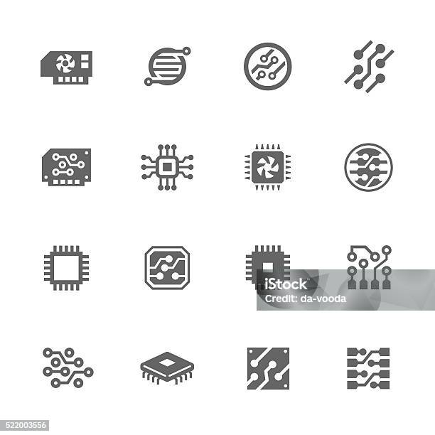 Ilustración de Sencillos Iconos De Electrónica y más Vectores Libres de Derechos de Ícono - Ícono, Tecnología, Chip - Componente de ordenador