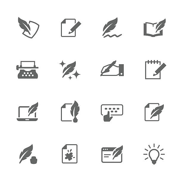 Simple Writing icons Simple Set of Writing Related Vector Icons. Contains such icons as hand writing, calligraphy, study and more. writing activity icons stock illustrations