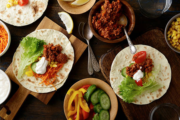 istock Different mexican Tacos with ground meat and different vegetables 522004094
