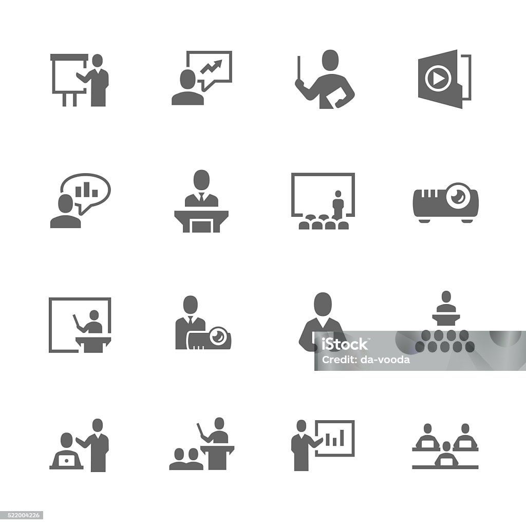 Simple Business Presentation Icons Simple Set of Business Presentation Related Vector Icons. Contains such icons as presentation, slide show, teacher, graph and more. Icon Symbol stock vector