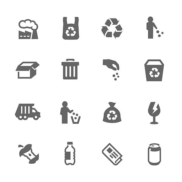 ilustraciones, imágenes clip art, dibujos animados e iconos de stock de sencillos iconos de la basura - recycling recycling symbol environmentalist people