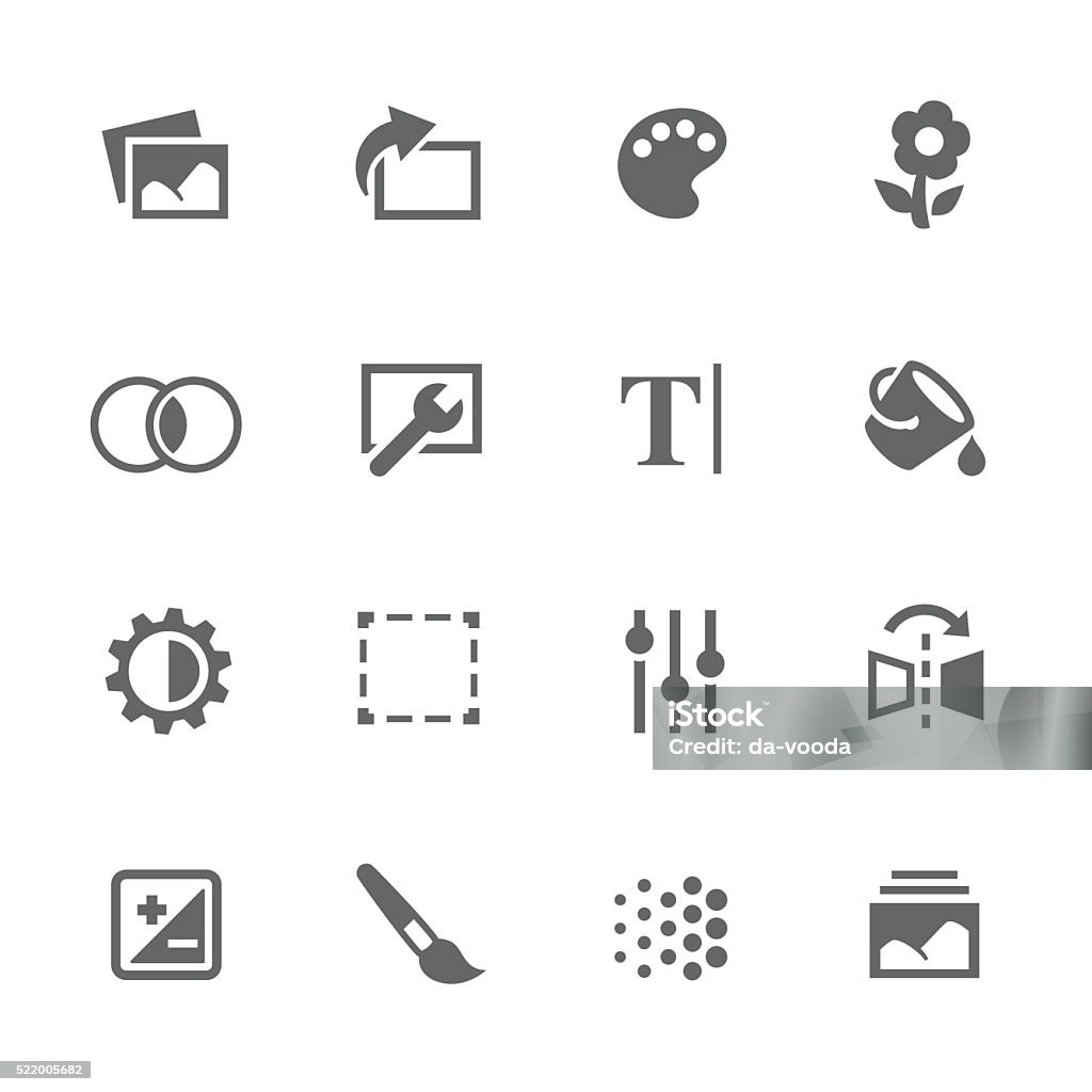 Simple Image Settings Icons Simple Set of Image Settings Related Vector Icons. Contains Such Icons as Image Gallery, Settings, Adjust and more. Icon Symbol stock vector