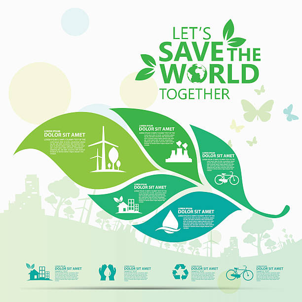 Environment. Let's Save the World Together Environment. Let's Save the World Together think green stock illustrations
