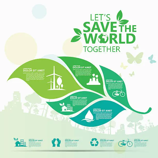 Vector illustration of Environment. Let's Save the World Together