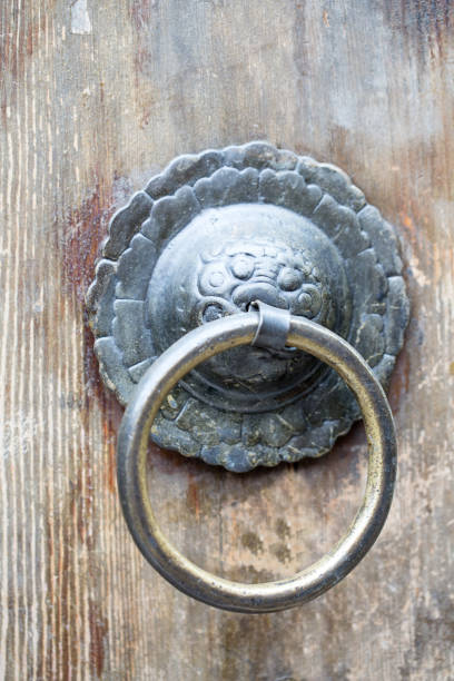 istock Close up Golden Chinese Old Door 522015329