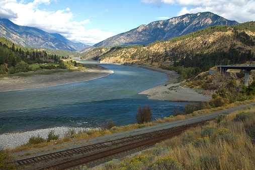 The meeting of the Thompson (right) and Fraser (left) Rivers, Lytton, British Columbia, Canada