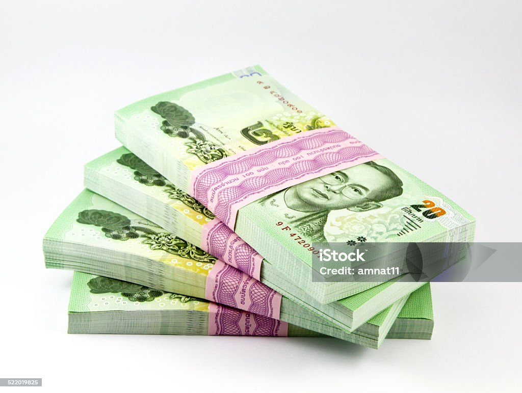 Thai money on white background Asia Stock Photo