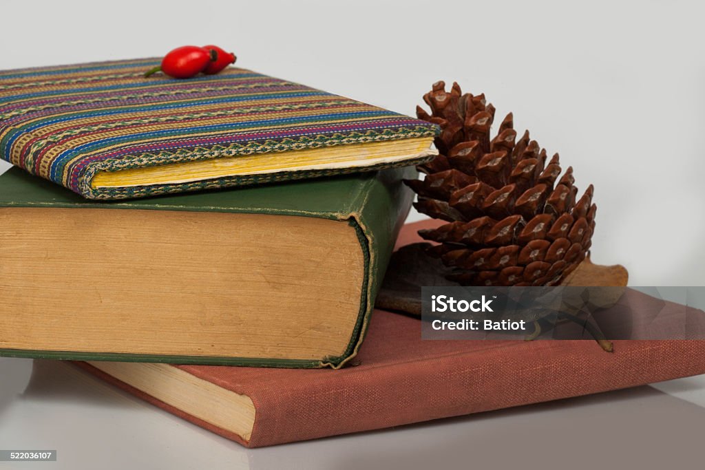 three messy books autumn three messy books with stripes Autumn Stock Photo