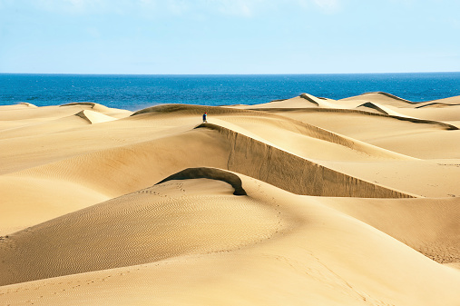 Sandy dunes in famous natural Maspalomas beach. Gran Canaria.  Spain
