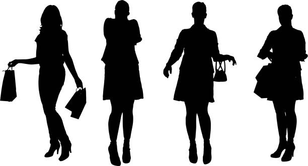 Vector silhouette of women. Vector silhouette of women on a white background. how sexy are white girls stock illustrations