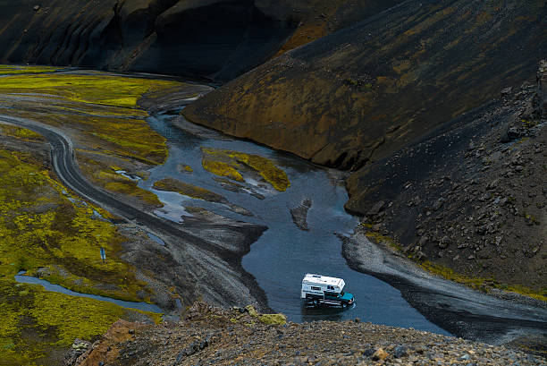 Drive offroad in Landmannalaugar,  central Iceland