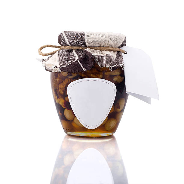 istock Honey jar with blank label and etiquette 522055201