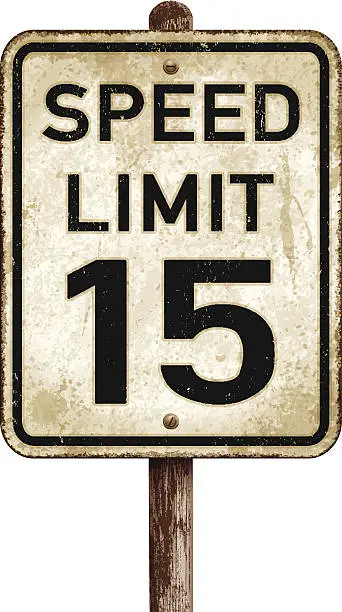 Vector illustration of Vintage American speed limit 15 mph road sign_vector illustration