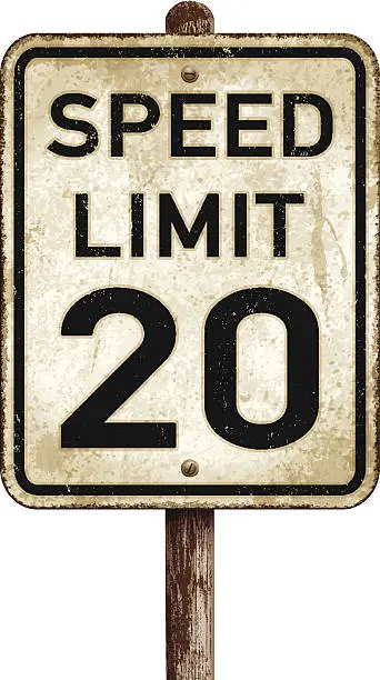 Vector illustration of Vintage American speed limit 20 mph road sign_vector illustration