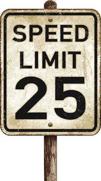 Vector illustration of Vintage American speed limit 25 mph road sign_vector illustration