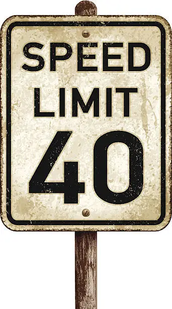 Vector illustration of Vintage American speed limit 40 mph road sign_vector illustration