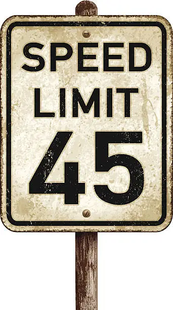 Vector illustration of Vintage American speed limit 45 mph road sign_vector illustration
