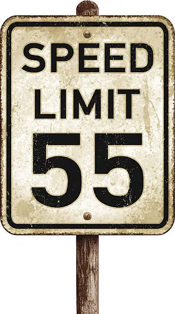 Vector illustration of Vintage American speed limit 55 mph road sign_vector illustration