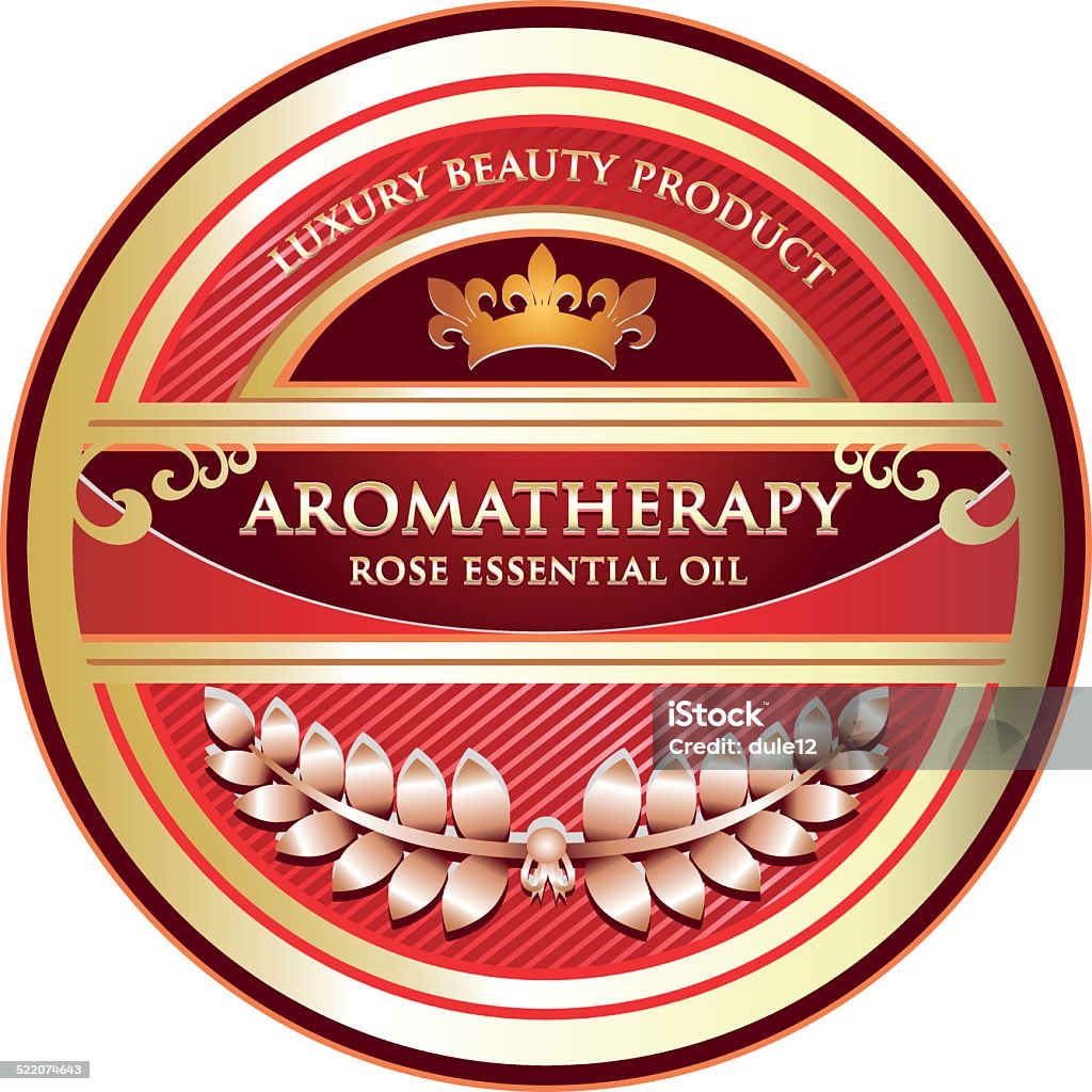 Aromatherapy Rose Label Aromatherapy rose essential oil beauty product label. Alternative Medicine stock vector