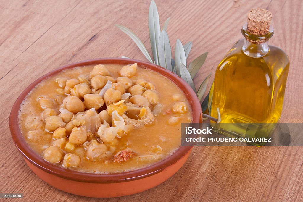 tripe stew with chickpeas in clay pot Casserole Stock Photo