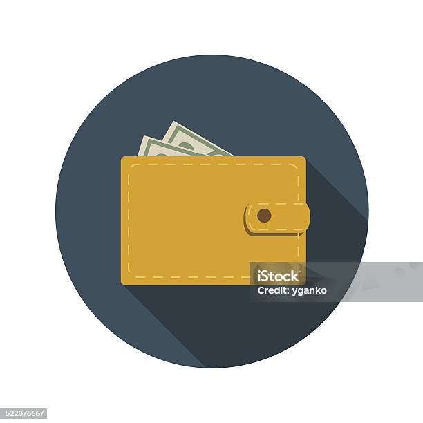 Flat Design Concept Wallet Vector Illustration With Long Shadow Stock Illustration - Download Image Now