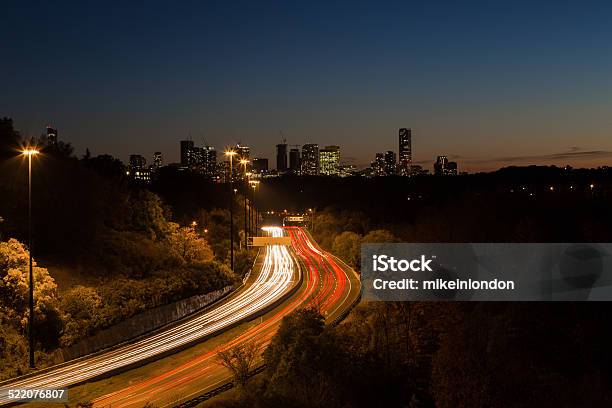 Light Trails On A Highway Stock Photo - Download Image Now - Don Valley Parkway, Headlight, Toronto