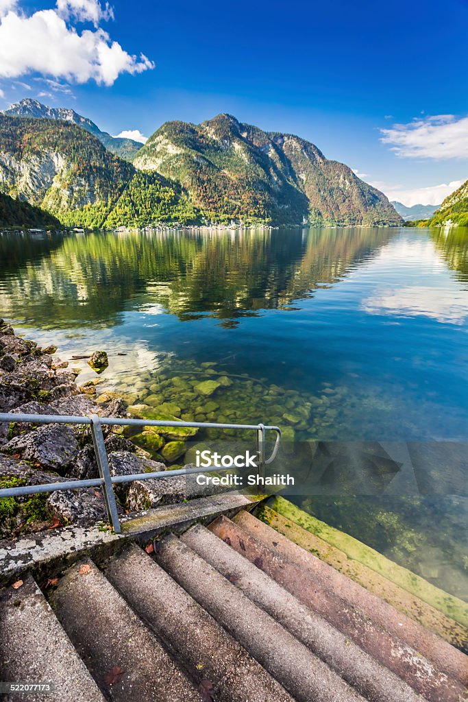 Stone entrance to a mountain lake in the Alps Stone entrance to a mountain lake in the Alps. Austria Stock Photo