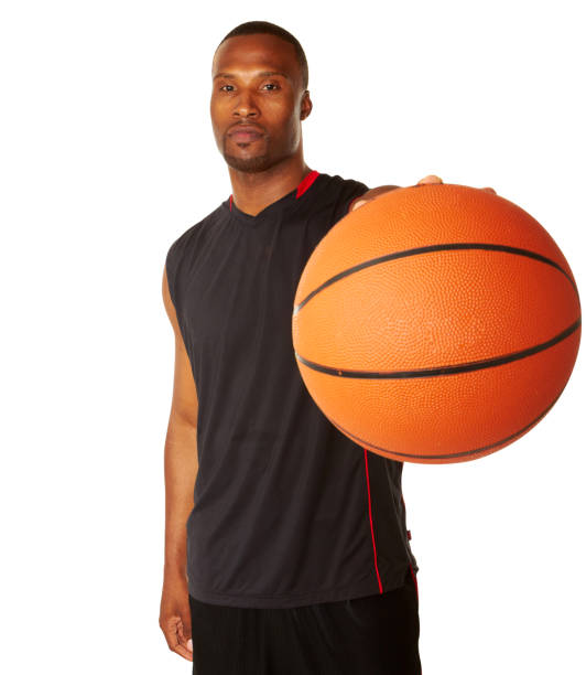istock Basketball Player With Ball Standing Over White Background 522077997
