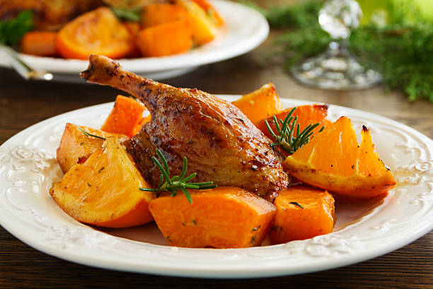 istock Roast duck with pumpkin and oranges. 522078507