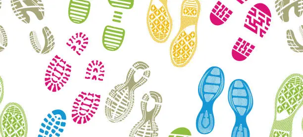 Vector illustration of the collection of a imprint soles shoes