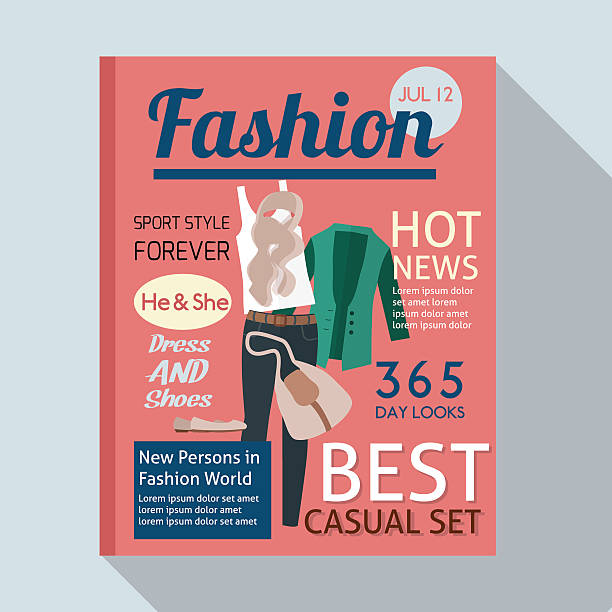 Fashion magazine flat illustration Fashion magazine with casual clothing. Flat style vector illustration. folded sweater stock illustrations