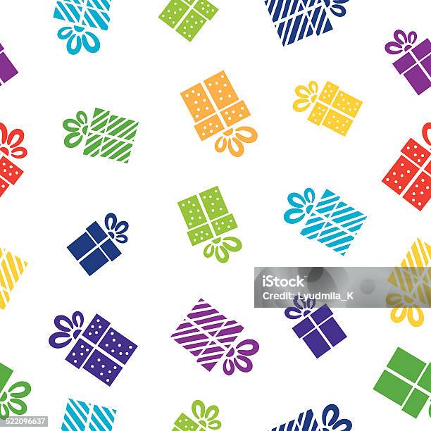 Seamless Vector Gift Pattern Boxes On White Background Stock Illustration - Download Image Now