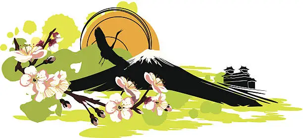 Vector illustration of Japanese mountains