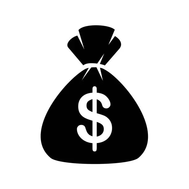 Vector illustration of Money Bag Icon on White background. Vector