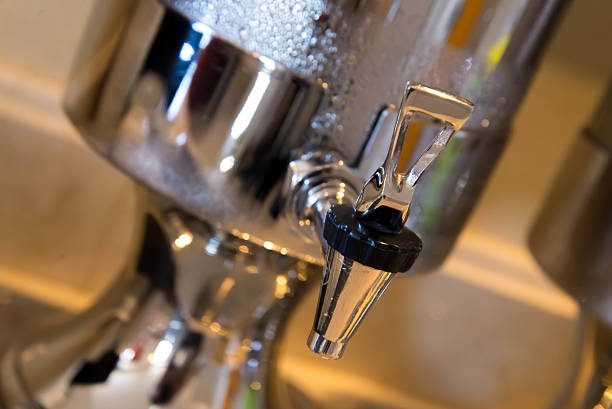istock stainless steel water dispenser with condensation 522098967