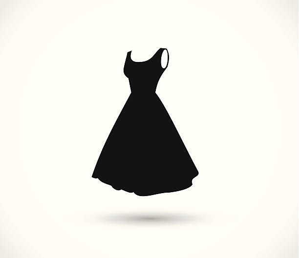 illustrations, cliparts, dessins animés et icônes de robe noire icône illustration vectorielle - femme qui s'habille