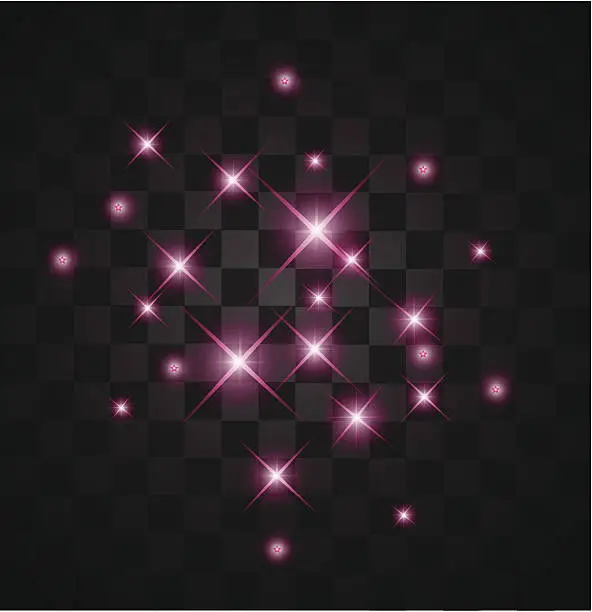 Vector illustration of Set of light pink sparkles on a transparent background vector