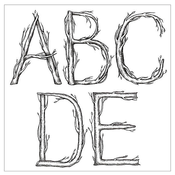 hand drawn kursiv - decoration fairy tale alphabet abstract stock-grafiken, -clipart, -cartoons und -symbole