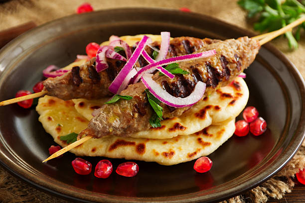 istock kebab of lamb, with homemade bread. 522113297