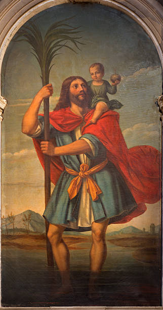 istock Venice - paint of st. Christopher in  church saint Stephen 522113325