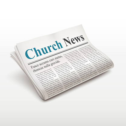 church news words on newspaper over white background