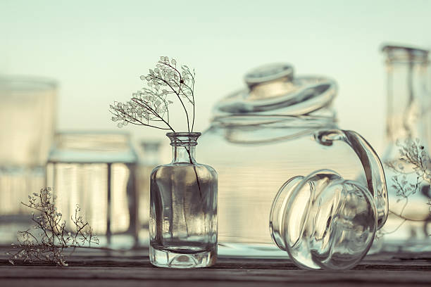 Unique Still Life of Different Glassware - vintage style background